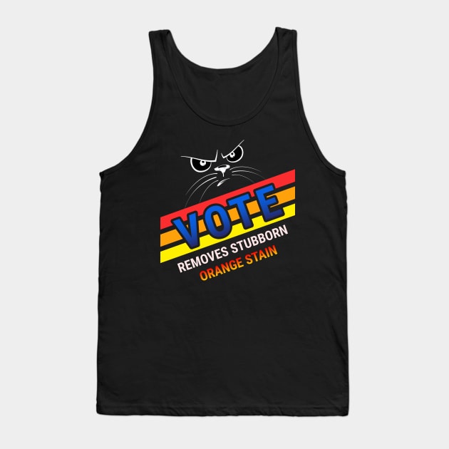 Retro Cat Vote Removes Stubborn Orange Stain Tank Top by coloringiship